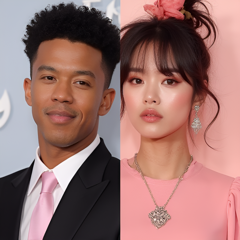 A split image or collage featuring Bruno Mars alongside Rose BLACKPINK, representing their collaboration on the song 'APT'.